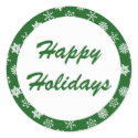 Happy Holidays Green Snowflake Pattern Stickers sticker