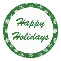 Happy Holidays Green Snowflake Pattern Stickers