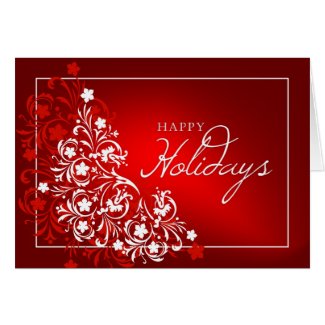 Abstract holiday floral design on gradient red background. Perfect for business friends and clients.