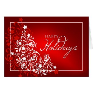 Abstract holiday floral design on gradient red background. Perfect for business friends and clients.
