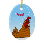 Happy Holidays Hen in Snow Xmas Chicken Ornament