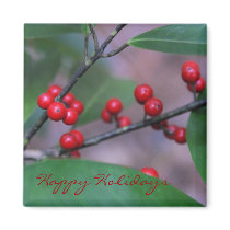 Happy Holidays Holly Christmas Magnet by Jamene Happy Holidays Holly Christmas Magnet