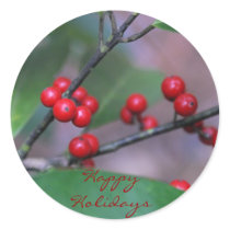 Happy Holidays Holly Christmas Stickers by Jamene Happy Holidays Holly Christmas Stickers