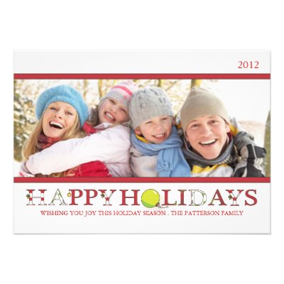 Happy Holidays in Red and White Photo Card