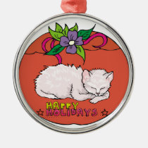 Happy Holidays Kitten Artwork ornaments