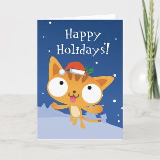 Happy Holidays Kitty Greeting Card card
