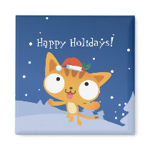 Happy Holidays Kitty Magnet