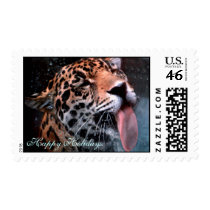 Happy Holidays Leopard Cat Christmas Postage Stamp