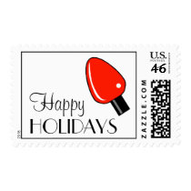 Happy Holidays Light Bulb Postage (Red)
