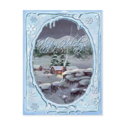 HAPPY HOLIDAYS LOG CABIN by SHARON SHARPE Post Card