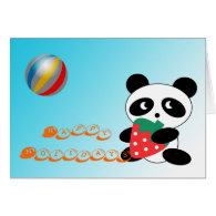 Happy Holidays ! Lovely panda with strawberry Greeting Cards