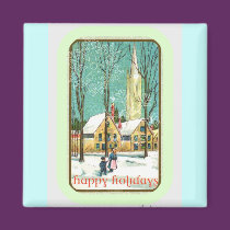 happy holidays magnets