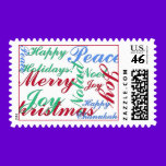 Happy Holidays, Merry Christmas, Peace, Happy Chan stamps