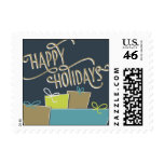 Happy Holidays - Navy Blue & Teal stamps