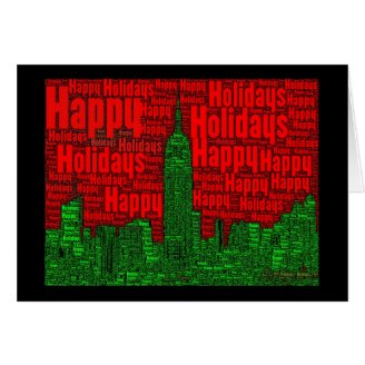 Happy Holidays: NYC Skyline Word Art Card 001