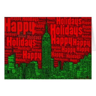 Happy Holidays: NYC Skyline Word Art Card 002