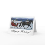 Happy Holidays One Horse Open Sleigh Card