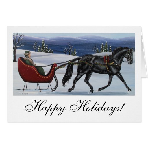 Happy Holidays One Horse Open Sleigh Card | Zazzle