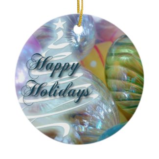 Happy Holidays Pastel Ornaments