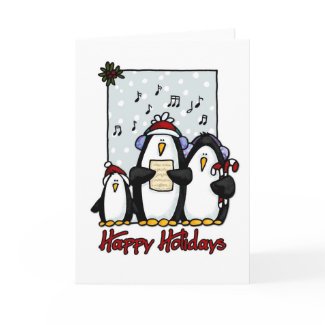 happy holidays penguins card