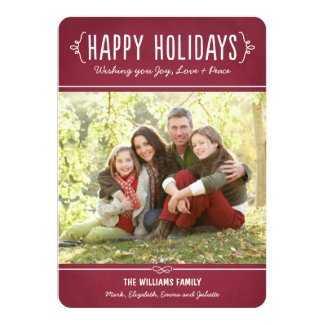 Happy Holidays Photo Card | Joy Love Peace Wishes Custom Invitation