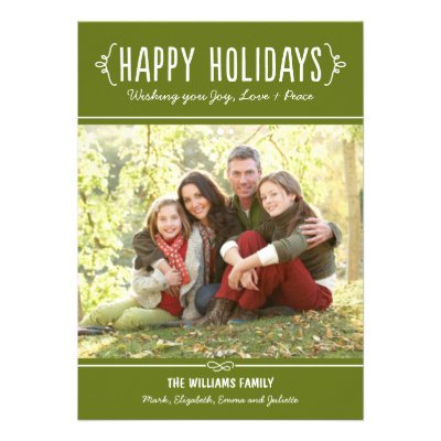 Happy Holidays Photo Card | Joy Love Peace Wishes Custom Invitations