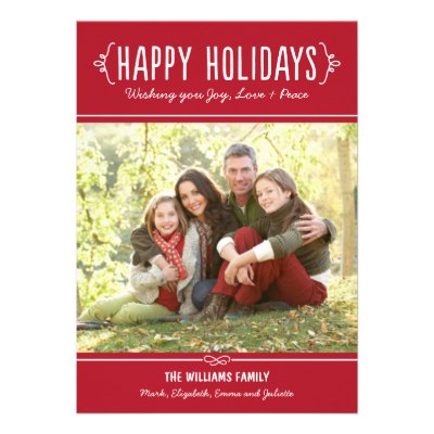 Happy Holidays Photo Card | Joy Love Peace Wishes Custom Invites