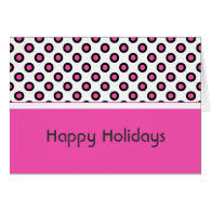 Happy holidays pink & black polka dots greeting card