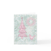 Happy Holidays Pink Tree Notecard cards