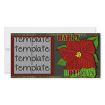 Happy holidays poinsettia photo cards