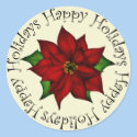 Happy Holidays Poinsettia Stickers