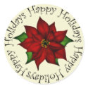 Happy Holidays Poinsettia Stickers sticker