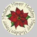 Happy Holidays Poinsettia Stickers