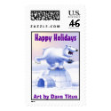 Happy Holidays Polar Bear - Art by Dave Titus postage