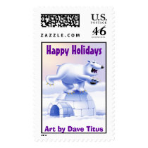 Happy Holidays Polar Bear - Art by Dave Titus postage by dtitus Happy Holidays Polar Bear - Art by Dave Titus postage