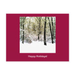 Happy Holidays postcard with Woods and Snow