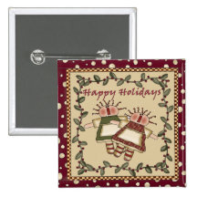 Happy Holidays Raggedy Annies Pin