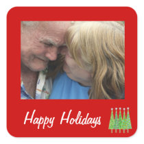Happy Holidays Red Add your own photo Stickers