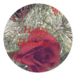 Happy Holidays Red Rose Sticker