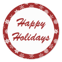 Happy Holidays Red Snowflake Pattern Stickers