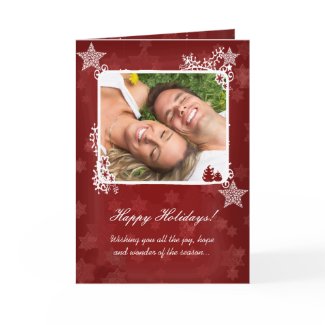 Happy Holidays Red Stars Your Photo Card card
