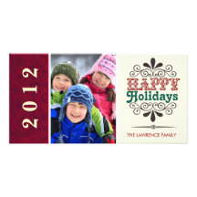 Happy Holidays Retro Typography Photocards Photo Card