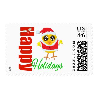 Happy Holidays Santa Chick stamp