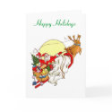 Happy Holidays Santa's Sleigh Christmas Card