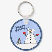 Happy Holidays Schnauzer Keychain