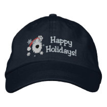 Happy Holidays Sheepdog Embroidered Hat embroidered hats by MenagerieMayhem Happy Holidays Sheepdog Embroidered Hat embroidered hats