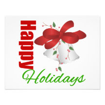 Happy Holidays Silver Bells Custom Invites
