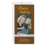 Happy Holidays Silver Ribbon Brown Photo Card
