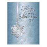 Happy Holidays Silver Snowflake Teal Foil Post Cards