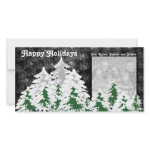 Happy Holidays Snow Covered Trees Photocard